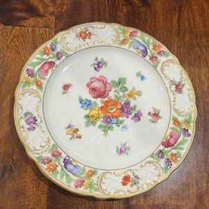 60s Schumann Bavaria Germany Dresner Floral Art Salad Plate 7 3/4” Diameter